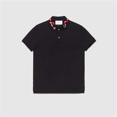 gucci cotton polo with snake embroidery|Gucci Polo Shirts for Men .